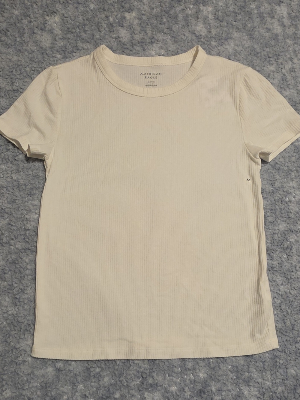American Eagle Outfitters Women's Ribbed White Short Sleeve Tee Medium